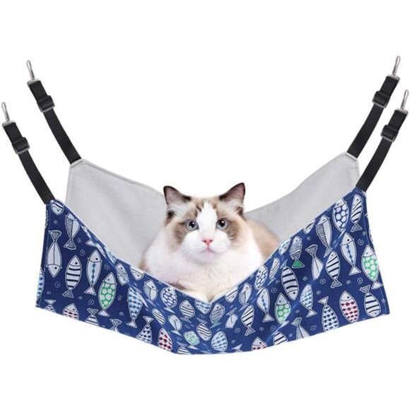 Cat Hammock Bed for Cage - 22x18 inch Adjustable Hanging Cat Bed Reversible - Picture 1 of 8